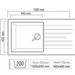 OPAL UM-100 XL Graphıte Grey Granit Eviye