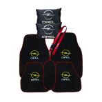 Opel Araç Nakışlı Halı Paspas Seti 5 Parça + 2’Li Siyah Dijital Boyun Yastığı & Oto Ayna Askısı Seti