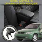Opel Astra G Uyumlu Kol Dayama ve Kolçak Sürgülü Bardaklıklı Ayarlanabilir Siyah Deri - Bej