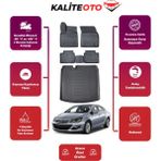 Opel Astra J 2012 Model Bagaj Havuzu+4d Araca Özel Havuzlu Paspas Takımıı Prqx - Siyah