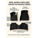 Opel Astra K 2018 5d Havuzlu Paspas Tam Set Siyah – Arka Tek Parça, Eva Dolgu, Dikişsiz Pres, Kaymaz Topukluk Pedli, Kokusuz