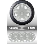 Opel Corsa Astra Vectra 14" Inç Uyumlu 4 Adet 1 Takım Gri Kırılmaz Esnek Jant Kapağı 018 - Universal