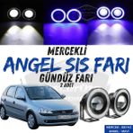 Opel Corsa C 2000-2006 Uyumlu Üniversal Mercekli Angel Sis Farı Metal Su Geçirmez 76 Mm Mavi Halkalı Gündüz Farı Angel Eyes 2 Adet