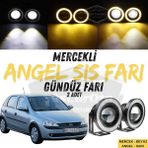 Opel Corsa C 2000-2006 Uyumlu Üniversal Mercekli Angel Sis Farı Metal Su Geçirmez 76 Mm Sarı Halkalı Gündüz Farı Angel Eyes 2 Adet