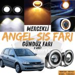 Opel Corsa C 2000-2006 Uyumlu Üniversal Mercekli Angel Sis Farı Metal Su Geçirmez 76 Mm Turuncu Halkalı Gündüz Farı Angel Eyes 2 Adet