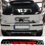 Opel Corsa C Difuzor Arka Tampon Eki 4 Egzoz Cikisli Kirmizi Lux Tip