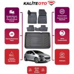 Opel Corsa E 2016 Model Bagaj Havuzu+4d Araca Özel Havuzlu Paspas Takımıı Prs - Siyah