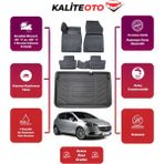 Opel Corsa E 2018 Model Bagaj Havuzu+4d Araca Özel Havuzlu Paspas Takımıı Prqx - Siyah