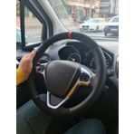 Opel Insignia Uyumlu Kirmizi Yuzuklu Noktali-Alkantara Deri Direksiyon Kilifi