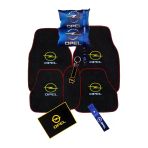 Opel Logolu 5 Parça Araç Halı Paspas Seti & Mavi Dijital Baskılı Boyun Yastık Aksesuar Seti
