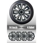 Opel Tigra Kadett 14" Inç Uyumlu 4 Adet 1 Takım Gri Siyah Jant Kapağı 046