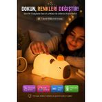 Open City Capybara Gece Lambası Dokunmatik USB Şarjlı Yumuşak Silikon Çocuk Odası Uyku Işığı - yok - Renkli