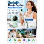 Open City Yeşil Taşınabilir Mini Fan Katlanabilir Boyuna Asılabilir USB Şarjlı Sessiz El Tipi Vantilatör