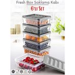 Open Home Concept 6 Lı Set Freshbox Mikrodalga ve Difrize Uygun Saklama Kabı Set - X6 0,6 Lt Gri