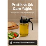 Open Home Concept 660 ml Şeffaf Cam Yağdanlık – Zeytinyağı, Sirke, Nar Ekşisi İçin İdeal Siyah