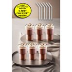 Open Home Concept 6'lı Origami Cam Model Borosilikat Soğuk Kahve Kokteyl Meşrubat Bardak 300 Ml-6'lı Cam Pipet Hediye
