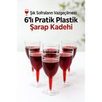 Open Home Concept 6’lı Şeffaf Plastik Şarap Kadehi – Düğün, Parti ve Davet Sunumlarına Uygun Bardak