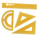 Operitacx 12 Adet dört parça cetvel seti makas iletki okul cetveli metal cetvel öğrenci cetveli ev için ölçüm cetveli mini dört parçalı set Gonyometre süit ofis Ayarlamak alüminyum alaşım