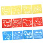 Operitacx 12 kurutulmuş çiçekler şablon bambu abajur çizim oyuncakları el sanatları için köpük kar taneleri mavi kalp boncuk bakır mini çanlar boyama tahtası pp çizim Tahtası çocuk