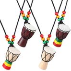 Operitacx 4 Adet Djembe Davul Kolye El Davul Kolye Ahşap Klasik Mini Enstrüman Kolye Davul Bongos Perküsyon Kolye