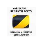 opersan Genişlik 10 cm x UZUNLUK 4.5 METRE KENDİNDEN YAPIŞKANLI DEKARATİF AMAÇLI SARI SİYAH REFLEKTİF BANT