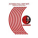opersan Honda,Forza,Yamaha xmax,,nmax,Dio,Pcx,,Motosiklet, Bisiklet Jant Şeridi Sticker - 32 Parça Prizmatik Reflektif Fosforlu Çıkartma Seti Kırmızı Renk
