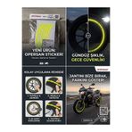 opersan Honda,Forza,Yamaha xmax,,nmax,Dio,Pcx,,Motosiklet, Bisiklet Jant Şeridi Sticker - 32 Parça Prizmatik Reflektif Fosforlu Çıkartma Seti Neon Sarı