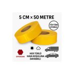 opersan TÜVTÜRK Uyumlu ECE 104 Prizmatik Reflektif Şerit Bant (Reflektör Tipi) – Sarı 50m x 5cm Petek Desen