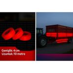 opersan Yüksek Görünürlük Reflektif Bant | 4 CM x 10 Metre | Traktör Römork Güvenlik Bandı | KIRMIZI