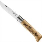 Opinel OP-002335 Inox No 8 Meşe Saplı Keçi Desenli Paslanmaz Çakı