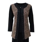 Oppland Kadın 2 Li Anne Takım Likralı Sandy Kumaş Şık ve Modern Yıldızım Taşlı Yuvarlak Yakalı Rahat Kesim Tam Kalıp (Kahverengi, 3XL)