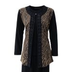 Oppland Kadın 2 Li Anne Takım Likralı Sandy Kumaş Şık ve Modern Zümrüt Taşlı Yuvarlak Yakalı Rahat Kesim Tam Kalıp (KAHVERENGİ, 2XL)