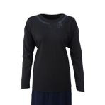 Oppland Kadın Anne Bluz Viskon Penye Kumaş Bisiklet Yakalı Gül Tacı Model Uzun Kollu Likralı Rahat Kesim Tam Kalıp (SİYAH, 4XL)