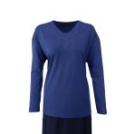 Oppland Kadın Anne Bluz Viskon Penye Kumaş Hafif V Yakalı Kolyem Model Battal Beden Uzun Kollu Likralı Rahat Kesim Tam Kalıp (MAVİ, 4XL)