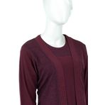 Oppland Kadın Anne Butik Takım Ikili Simli Taş Baskılı Buklet Desenli Rahat Likralı Sandy Kumaş Bordo 2XL