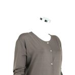 Oppland Kadın Düğmeli Çift Cepli Normal Kesim Likralı Turlu Viskon Penye Kumaş Uzun Anne Hırka Kahverengi 4XL opplndNM8009