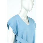 Oppland Kadın Kışlık V Yakalı Beli Kuşaklı Yarım Kol Likralı Dokuma Triko Gömlek Üstü Süveter 5556987487455