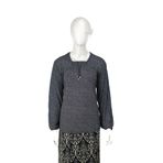 Oppland Kadın Turlu Viskon Penye Kumaş Anne Bluz Şık Kum Desenli Likralı Kare Yaka Uzun Kol TamKalıp M 5559940478457