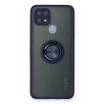 OPPO A15 Montreal Yüzüklü Silikon Kapak Lacivert Kılıf
