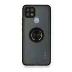 OPPO A15 Montreal Yüzüklü Silikon Kapak Siyah Kılıf