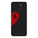 Oppo A5 2020 İle Uyumlu Siyah A Harfli Touch of Love Desenli Silikon Kılıf