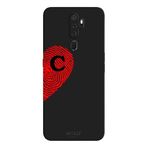 Oppo A5 2020 İle Uyumlu Siyah C-Harfli Touch of Love Desenli Silikon Kılıf