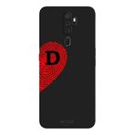 Oppo A5 2020 İle Uyumlu Siyah D-Harfli Touch of Love Desenli Silikon Kılıf