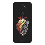 Oppo A5 2020 İle Uyumlu Siyah Floral Heart Desenli Silikon Kılıf