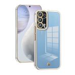 OPPO A74 5G için DESSEN Silikon Kılıf | A54 5G/A93 5G, Şeffaf Tampon Koruyucu Kapak, Ultra hafif Ultra ince Lüks Kaplama yumuşak TPU Kabuk Lens Filmli. Beyaz