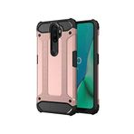 Oppo A9 2020 ile uyumlu Çİft Katman Koruyucu Crash Military Tank Kılıf - Rose Gold