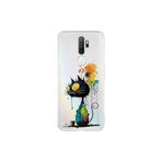 Oppo A9 2020 ile Uyumlu Splash Kedi Tasarımlı Slimfit Şeffaf Silikon Kılıf