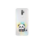 Oppo A9 2020 ile Uyumlu Splash Panda Tasarımlı Şeffaf Silikon Kılıf