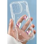 Oppo Reno 5 Lite Kılıf 3D Kalpli Inci Tasarımlı Desenli Kamera Korumalı Şeffaf Silikon Kapak - Cici Mina