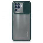 Oppo Reno 5 Lite Palm Buzlu Kamera Sürgülü Silikon Yeşil Kılıf